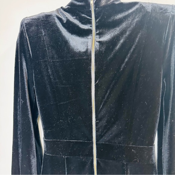 Fashion Nova Mini Dress Women’s L Black Velvet Cut Hollow Out Long Sleeve.C76 - Picture 6 of 11